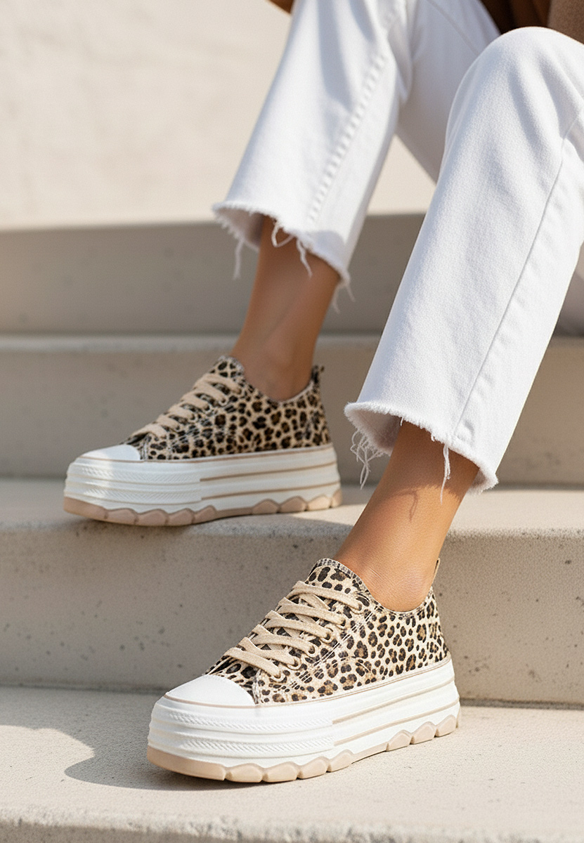 Scarpe da ginnastica con piattaforma Zenoria leopardi
