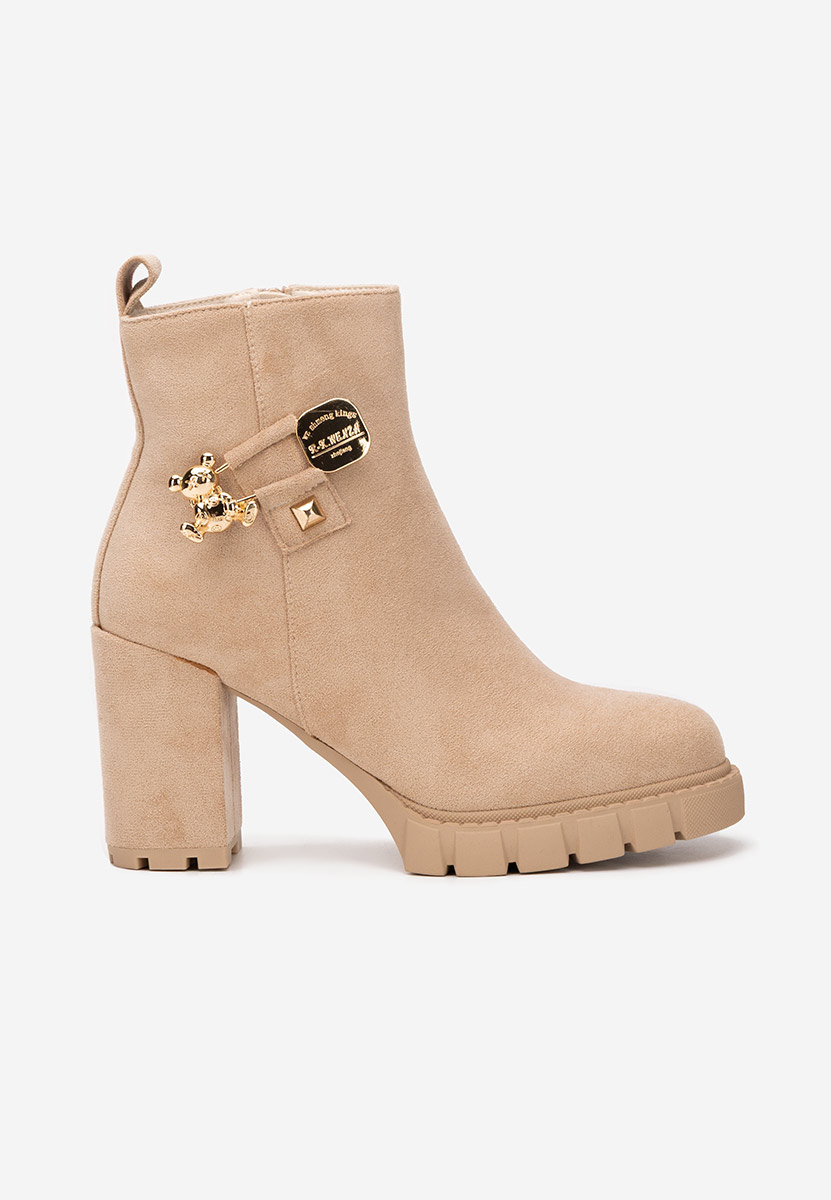 Tronchetti con tacco largo Karrena beige
