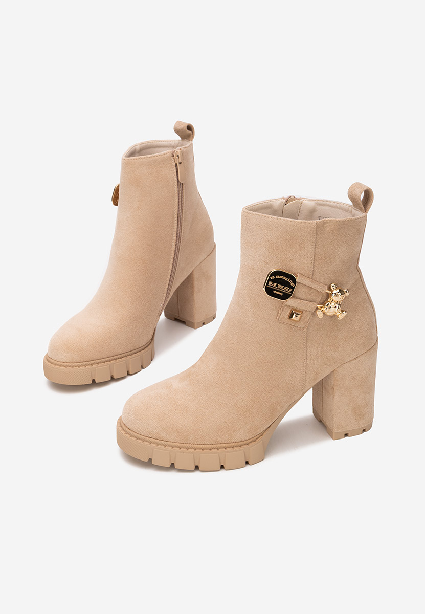 Tronchetti con tacco largo Karrena beige