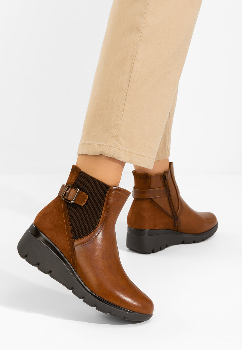 Stivaletti con zeppa Ritama marrone