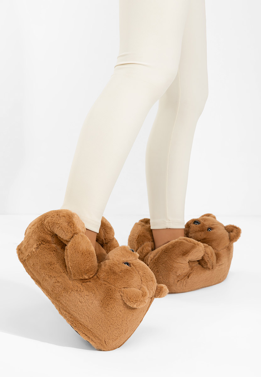 Pantofola donna invernale Teddy cachi