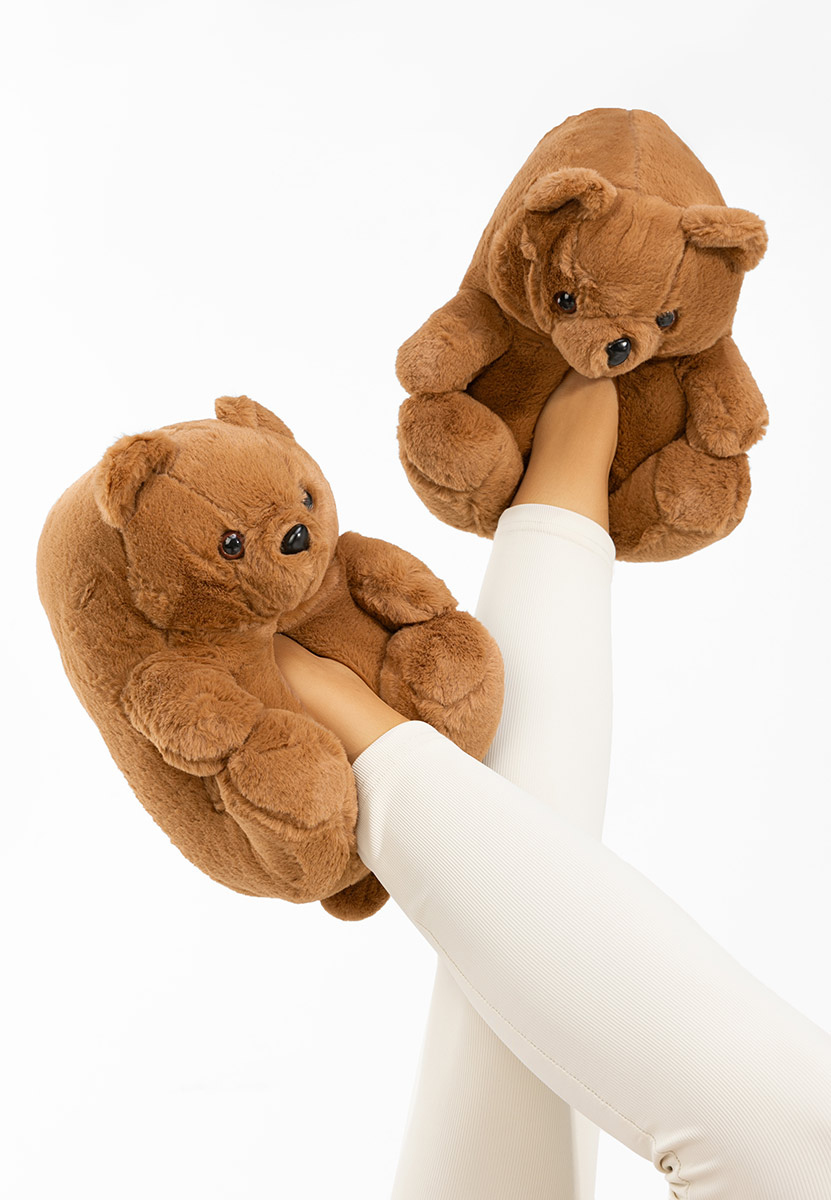 Pantofola donna invernale Teddy cachi