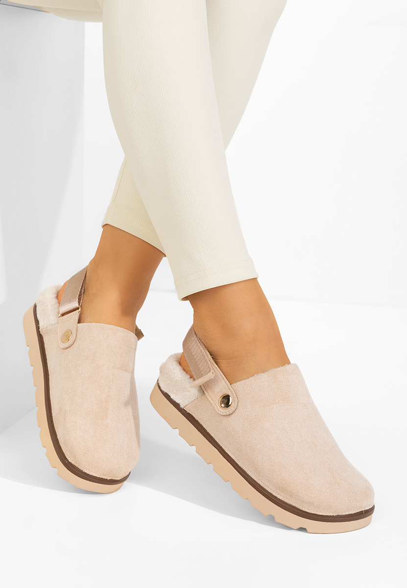 Zoccoli con zeppa Tamra beige