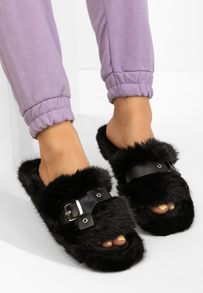 Ciabatte con pelo Arlete nero