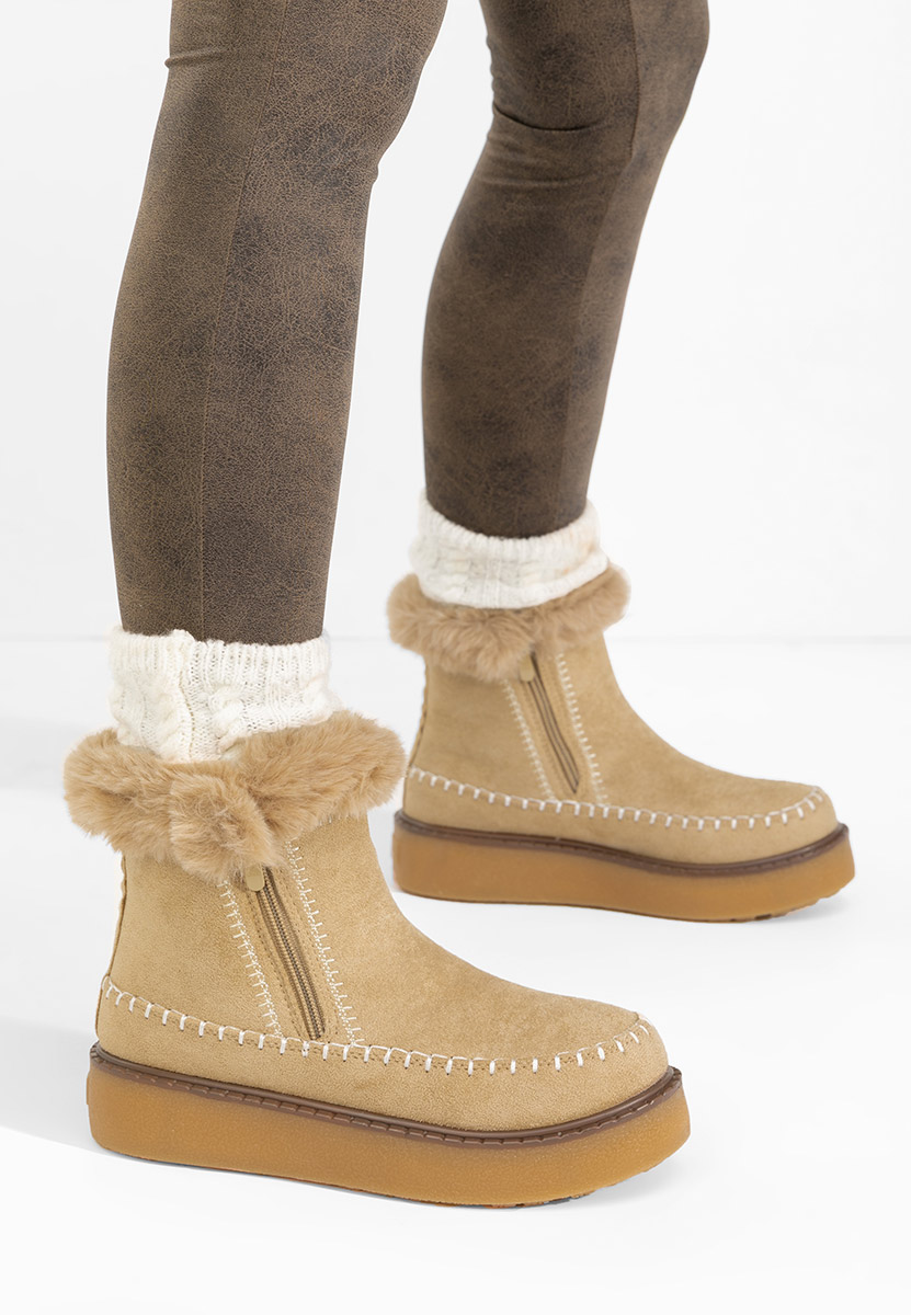 Stivaletti con plateau Delyra cachi