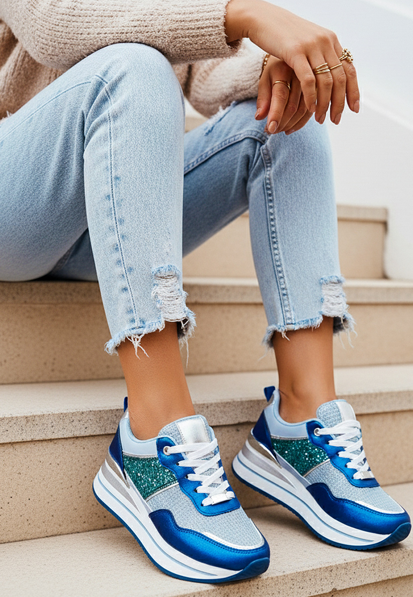 Sneakers con plateau Hanifa blu