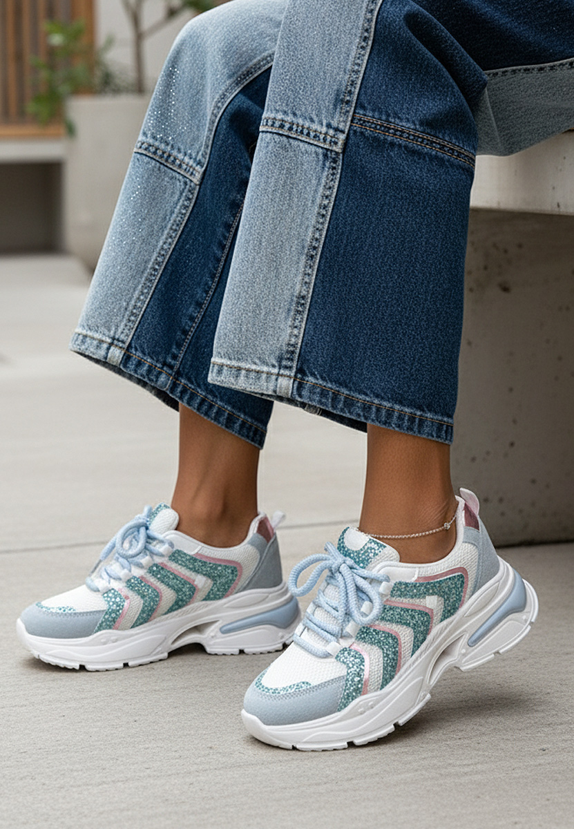 Sneakers con plateau Aprilia azzurro