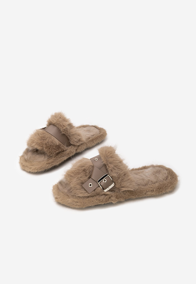 Ciabatte con pelo Arlete cachi