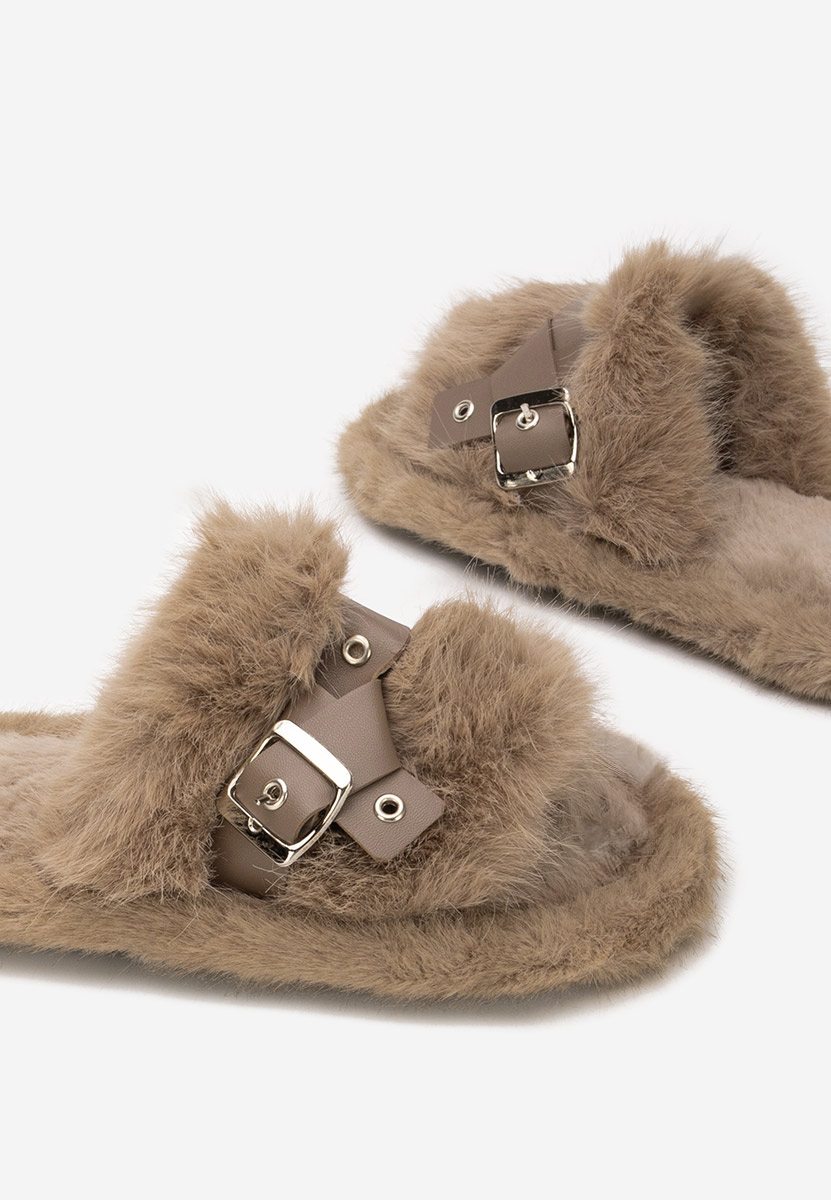 Ciabatte con pelo Arlete cachi