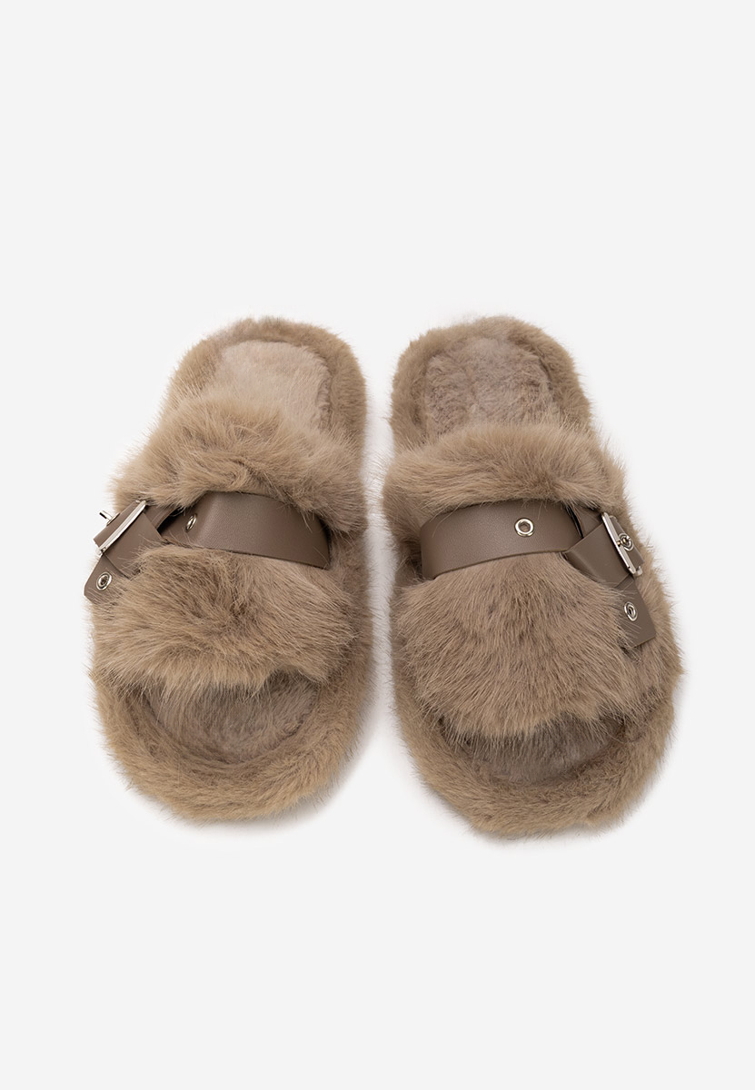 Ciabatte con pelo Arlete cachi