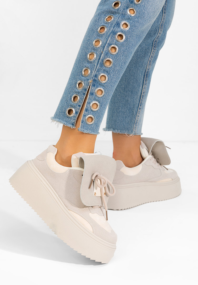 Sneakers con plateau Oliveia beige