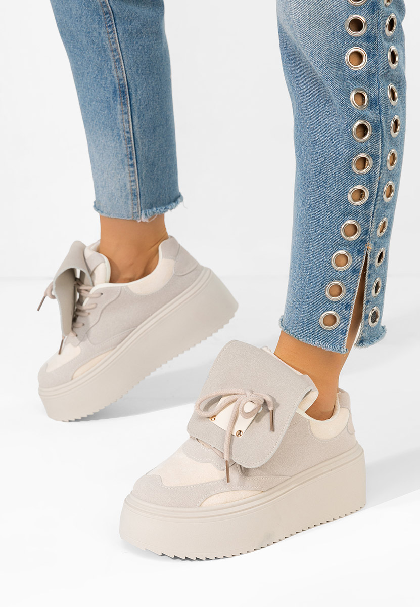 Sneakers con plateau Oliveia beige