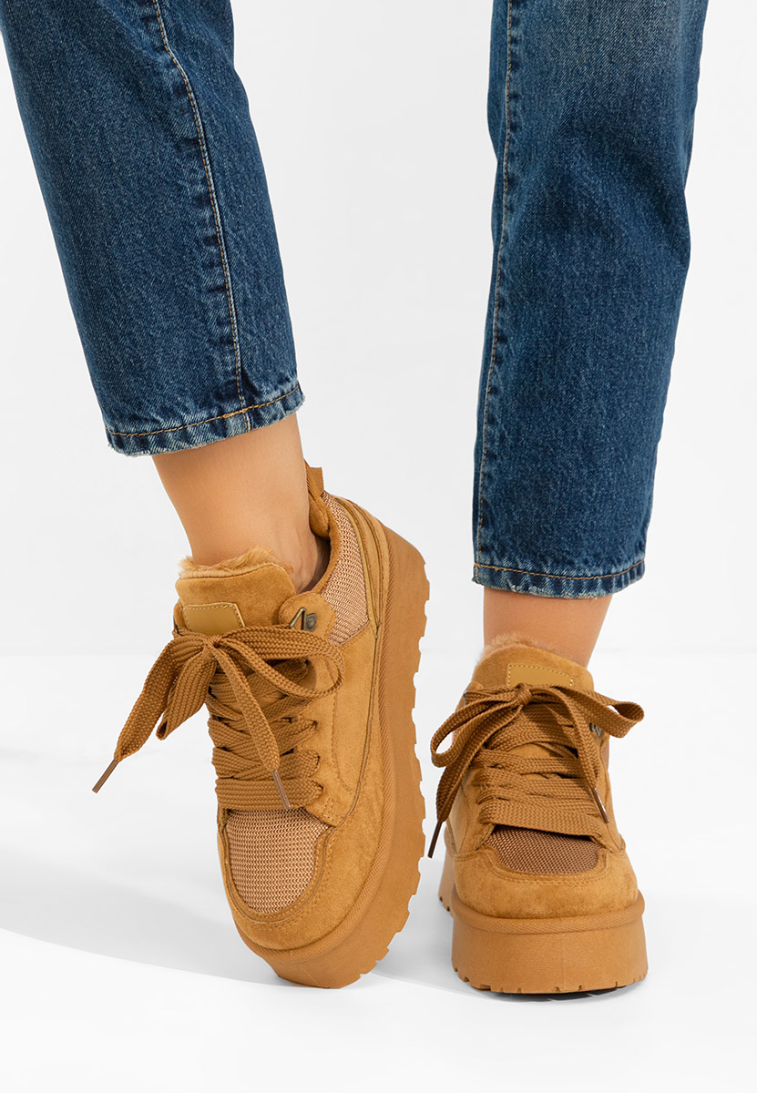 Sneakers con plateau Isariel camel