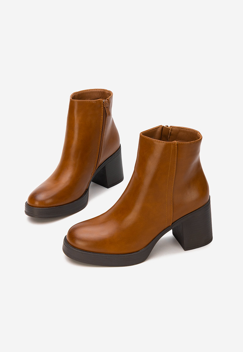 Tronchetti con tacco largo Denisia camel