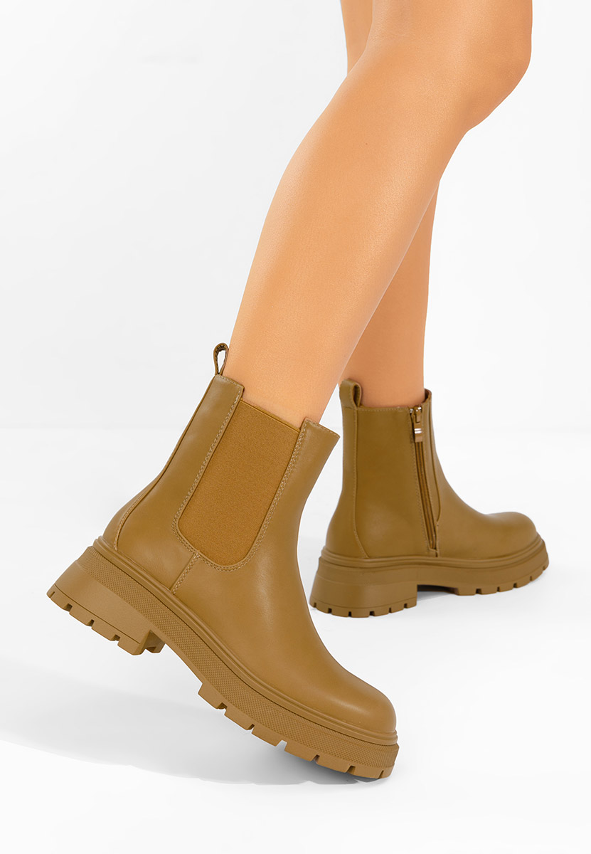 Stivaletto chelsea donna Novria cachi