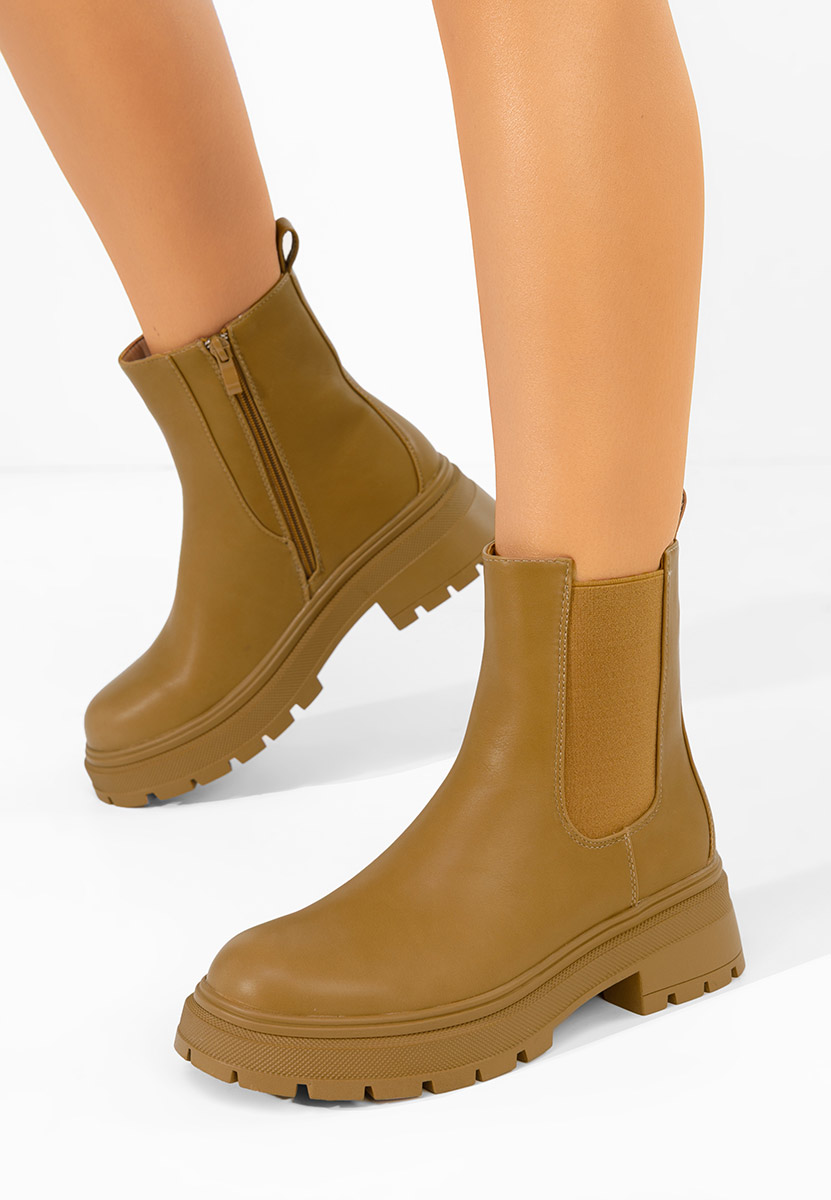 Stivaletto chelsea donna Novria cachi