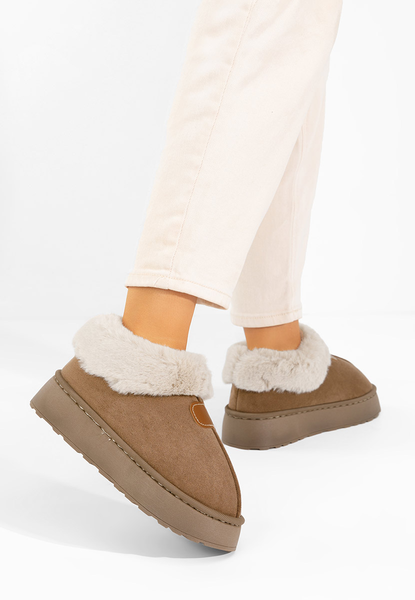 Stivaletti con plateau Elarva marrone