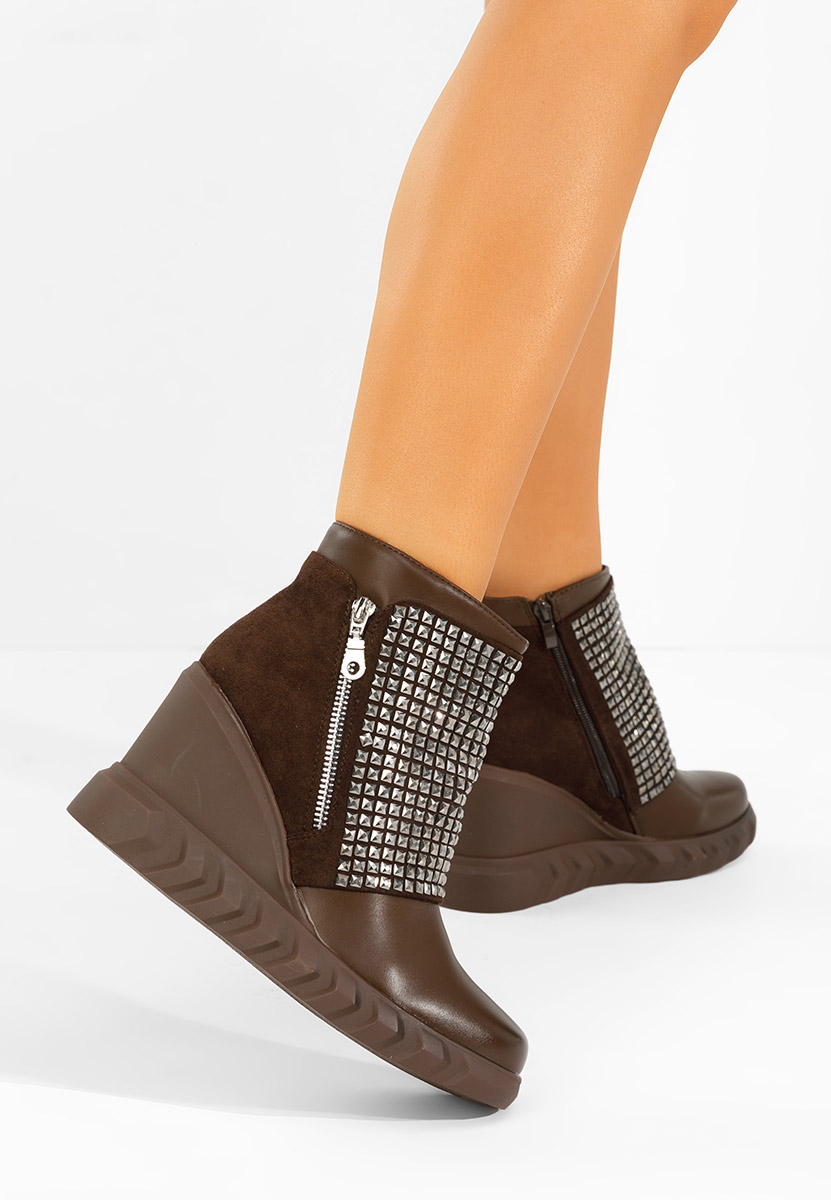 Stivaletti con zeppa Ismelora marrone