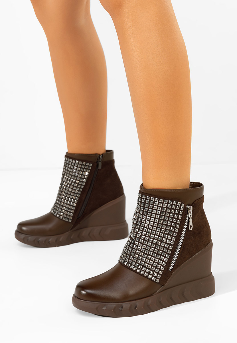 Stivaletti con zeppa Ismelora marrone