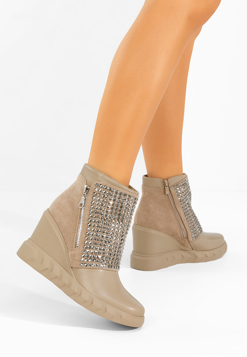 Stivaletti con zeppa Ismelora cachi