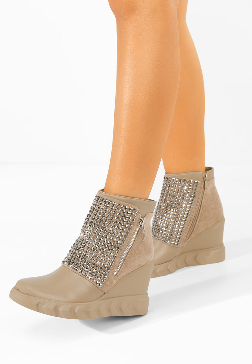 Stivaletti con zeppa Ismelora cachi