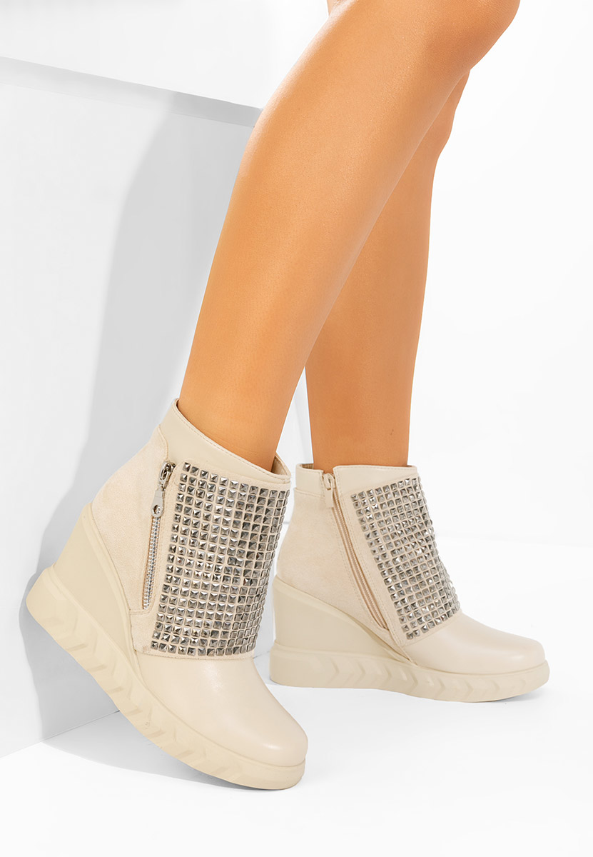 Stivaletti con zeppa Ismelora beige