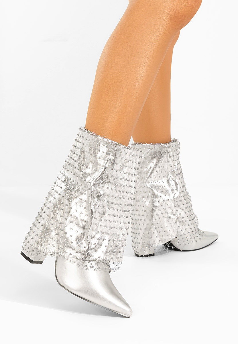 Tronchetti con tacco largo Almaria V2 argento