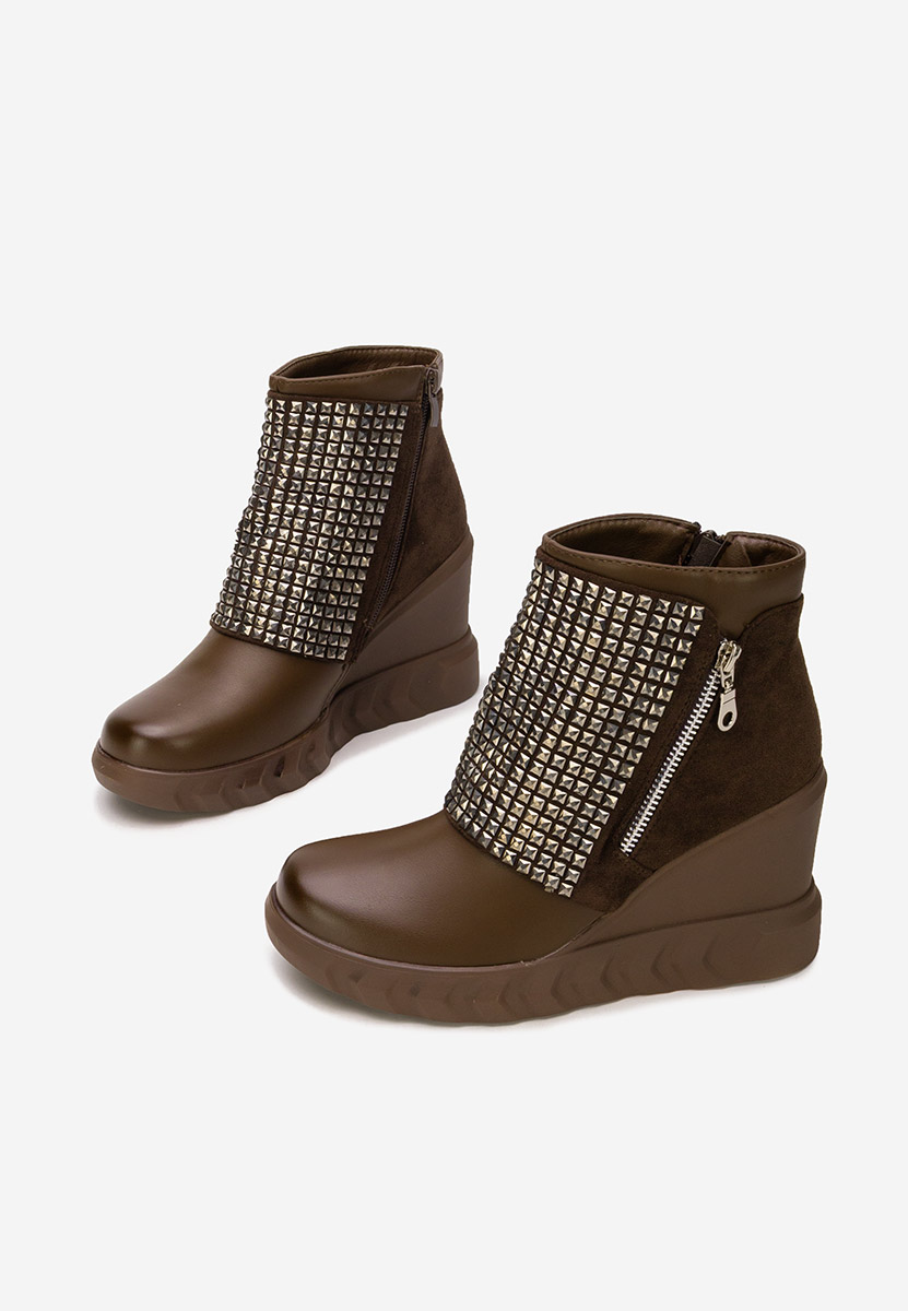 Stivaletti con zeppa Ismelora marrone