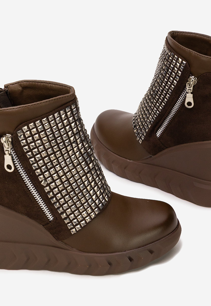 Stivaletti con zeppa Ismelora marrone