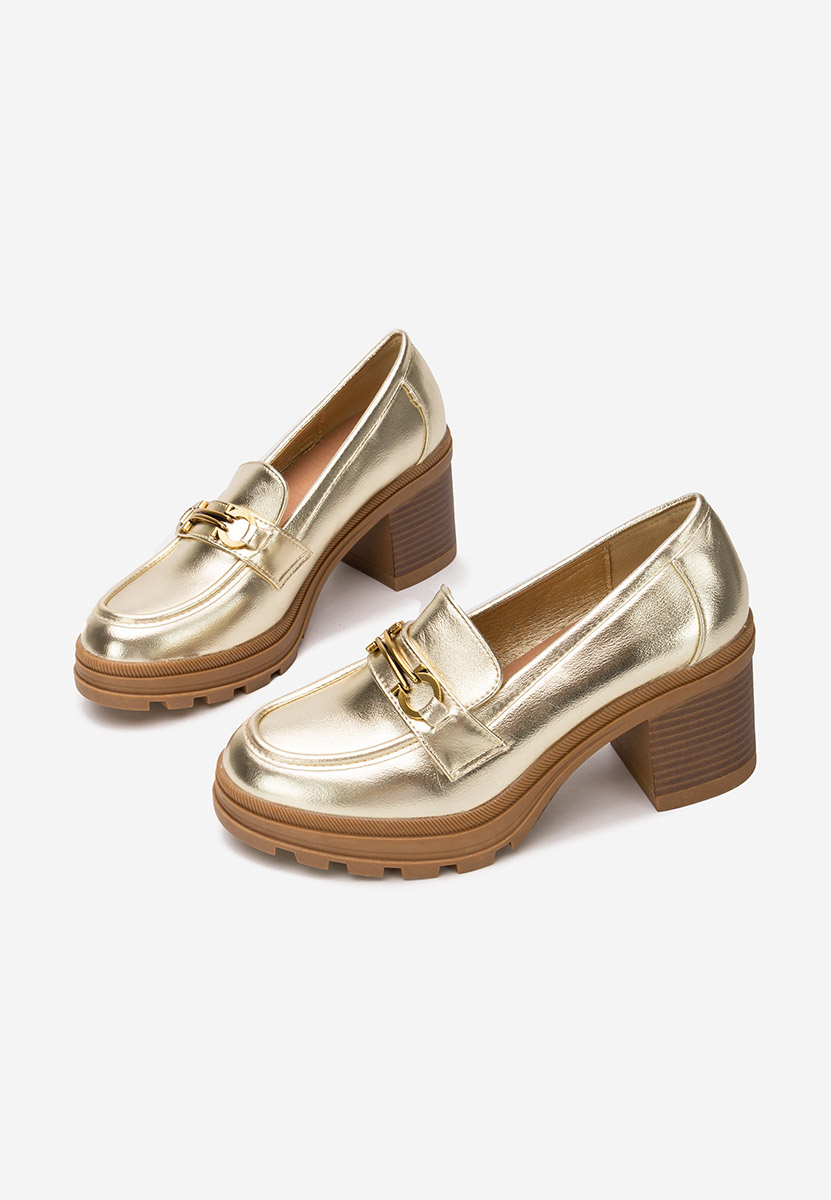 Mocassini con tacco Nakata oro