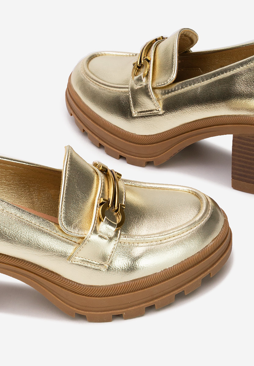 Mocassini con tacco Nakata oro