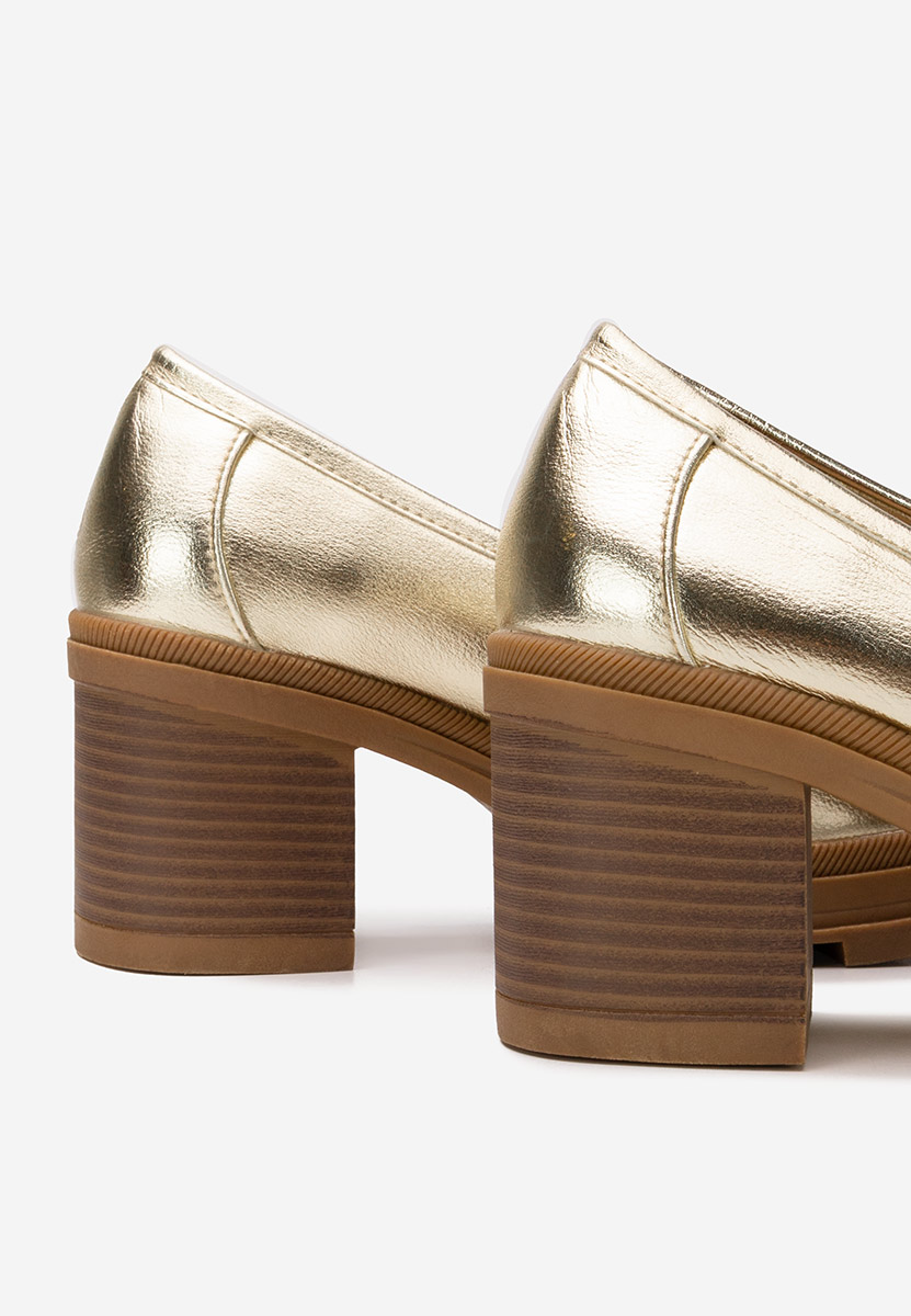 Mocassini con tacco Nakata oro