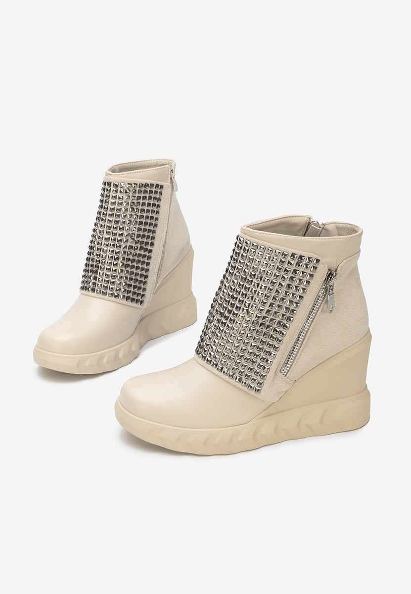 Stivaletti con zeppa Ismelora beige