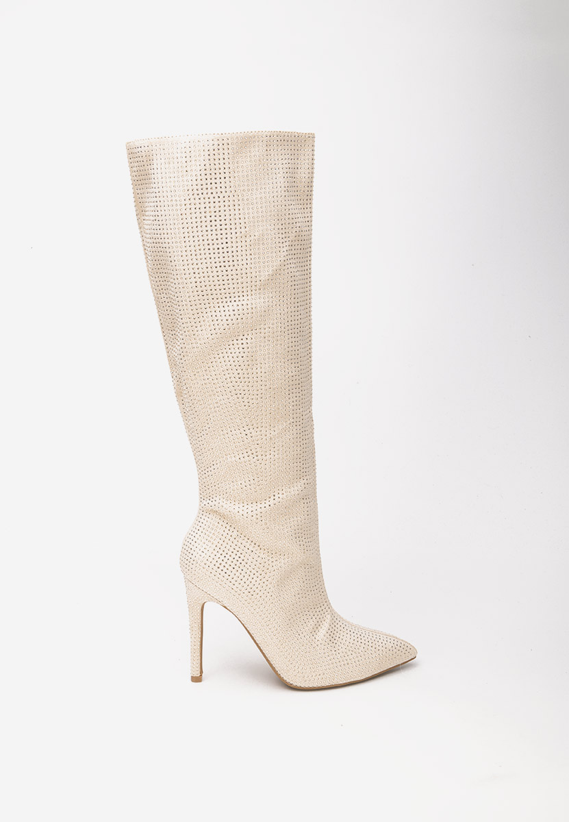 Stivali tacco a spillo Minodora beige