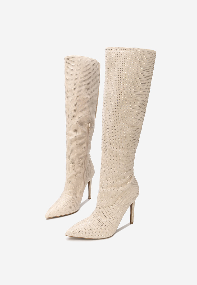 Stivali tacco a spillo Minodora beige