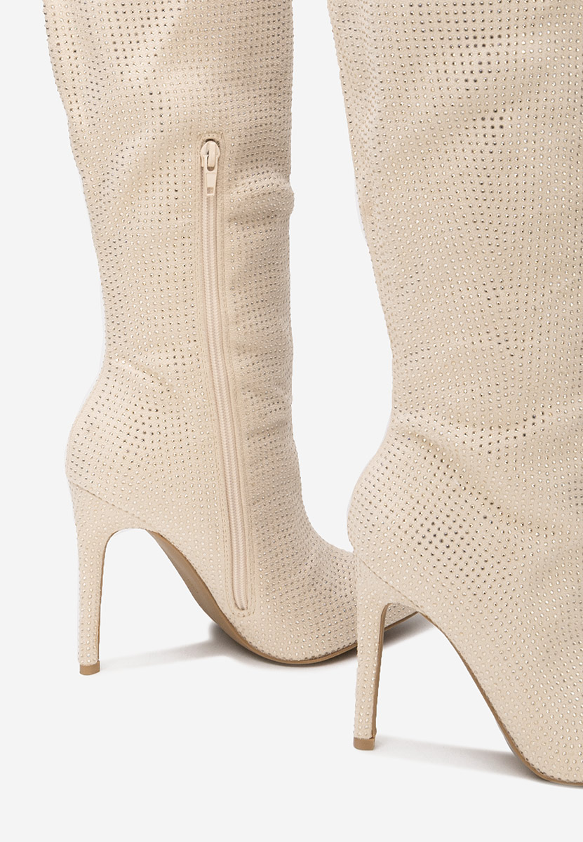 Stivali tacco a spillo Minodora beige