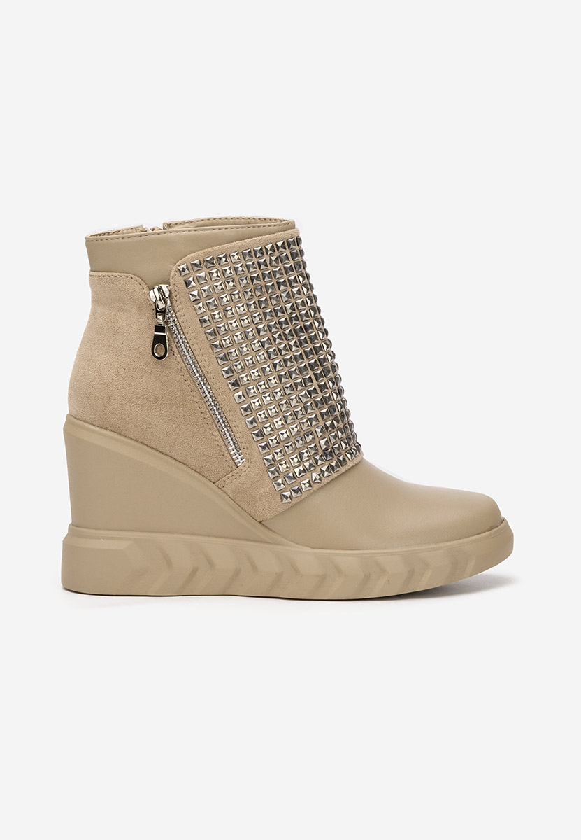 Stivaletti con zeppa Ismelora cachi