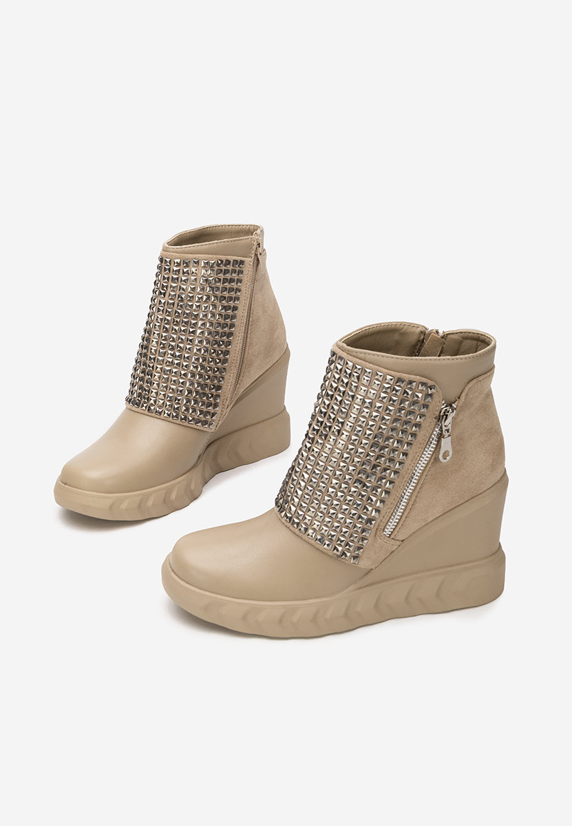 Stivaletti con zeppa Ismelora cachi