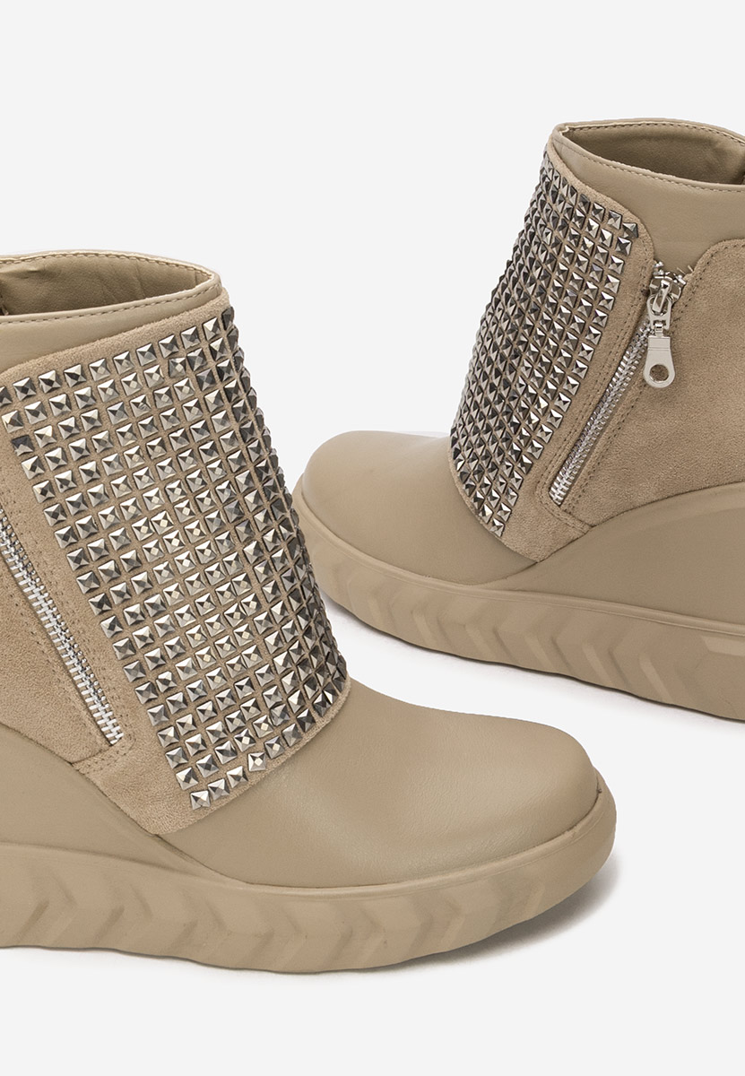 Stivaletti con zeppa Ismelora cachi