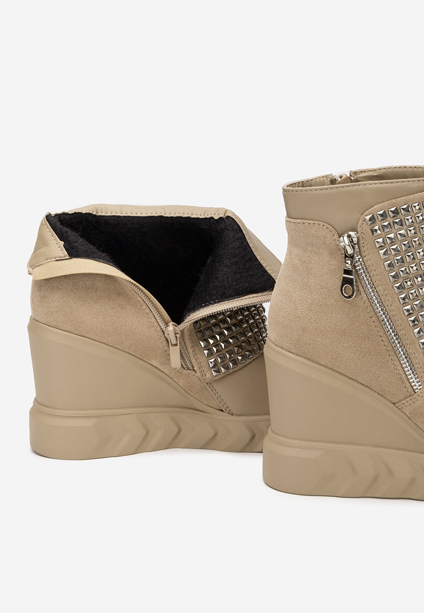 Stivaletti con zeppa Ismelora cachi