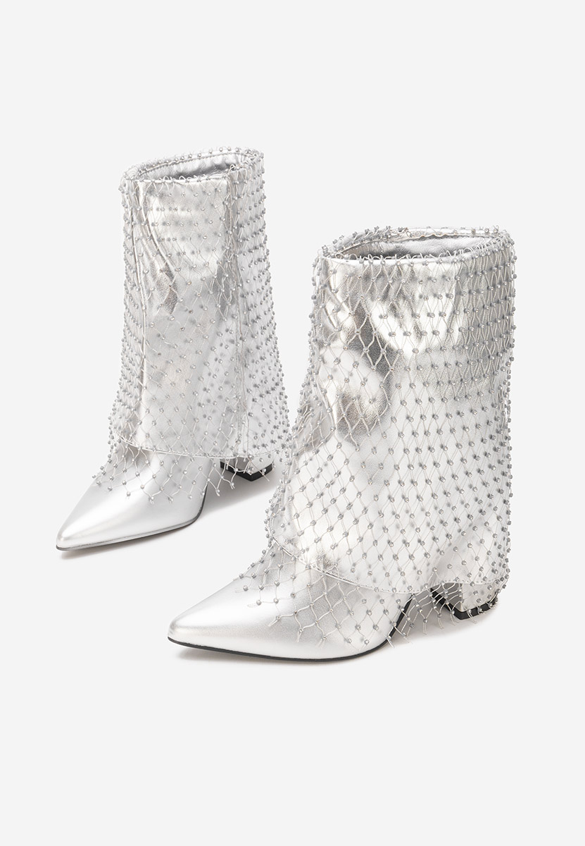 Tronchetti con tacco largo Almaria V2 argento