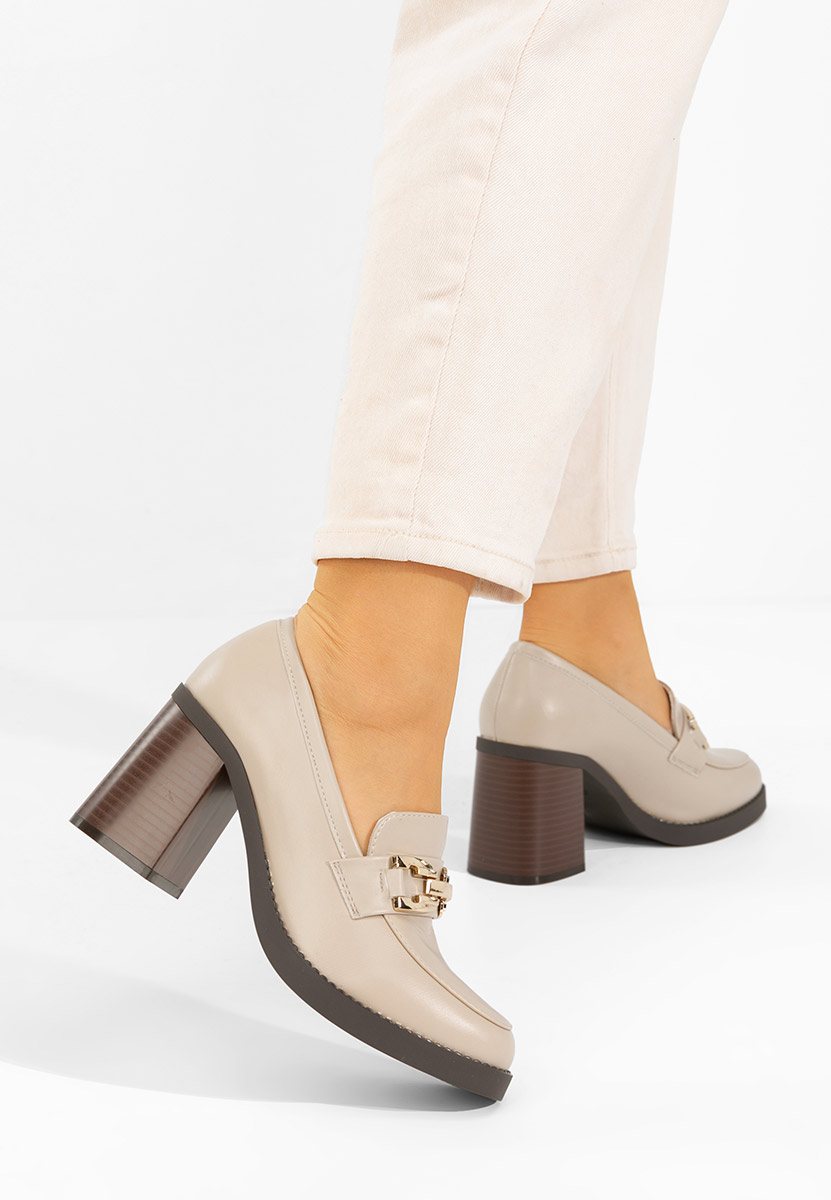 Mocassini con tacco Zienna beige