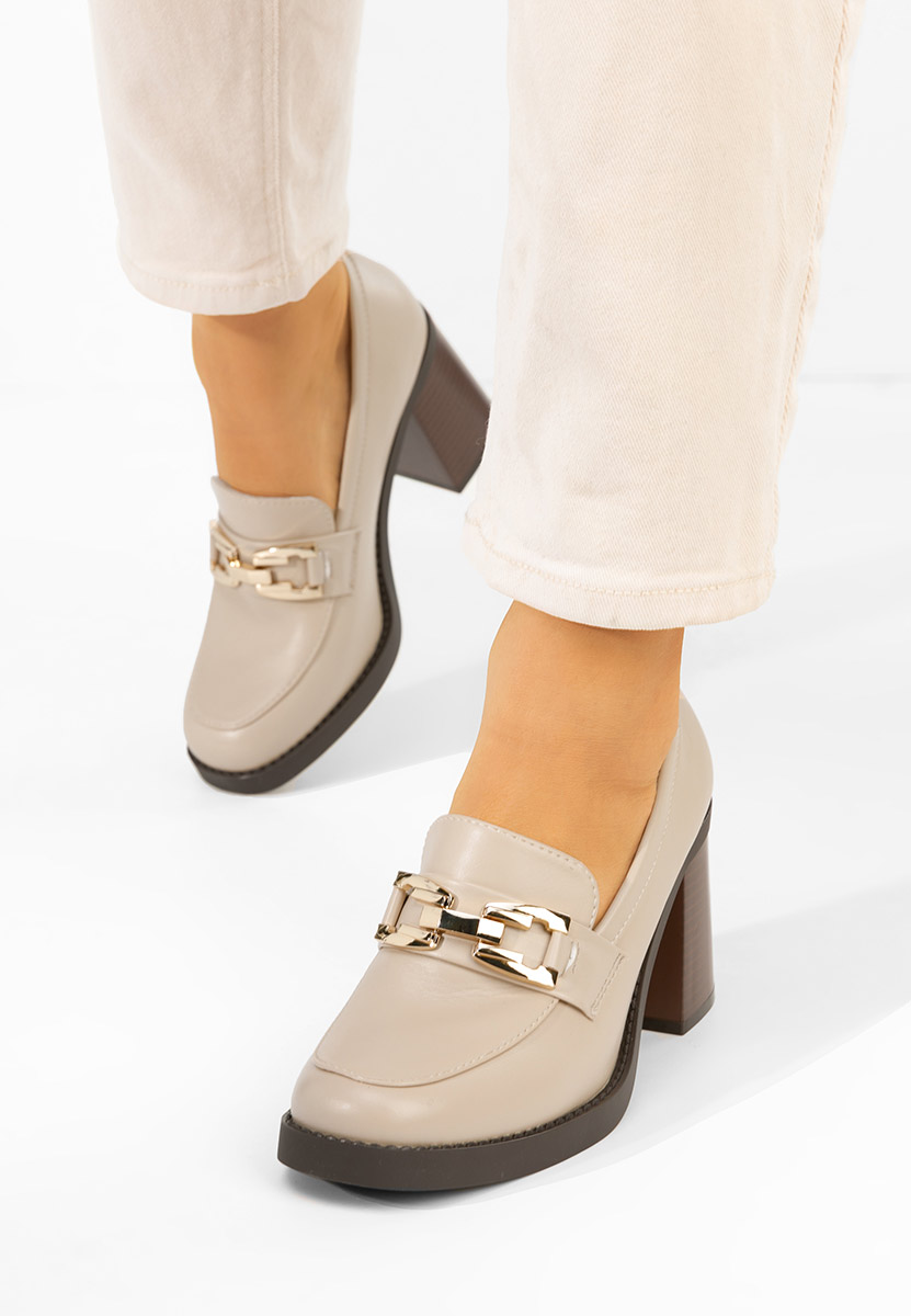 Mocassini con tacco Zienna beige