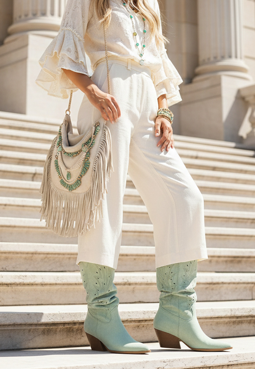 Stivali cowboy donna Indaia verdi