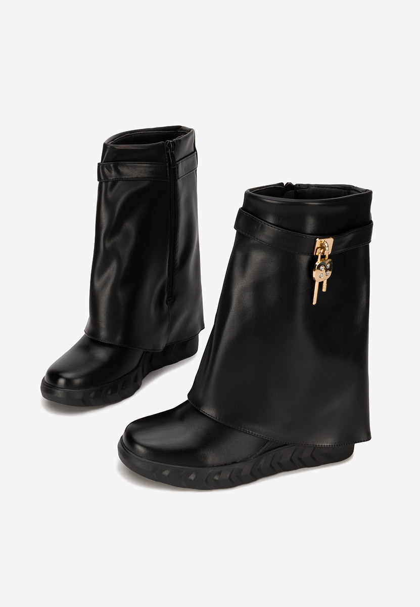 Stivali zeppa interna Nero Serena