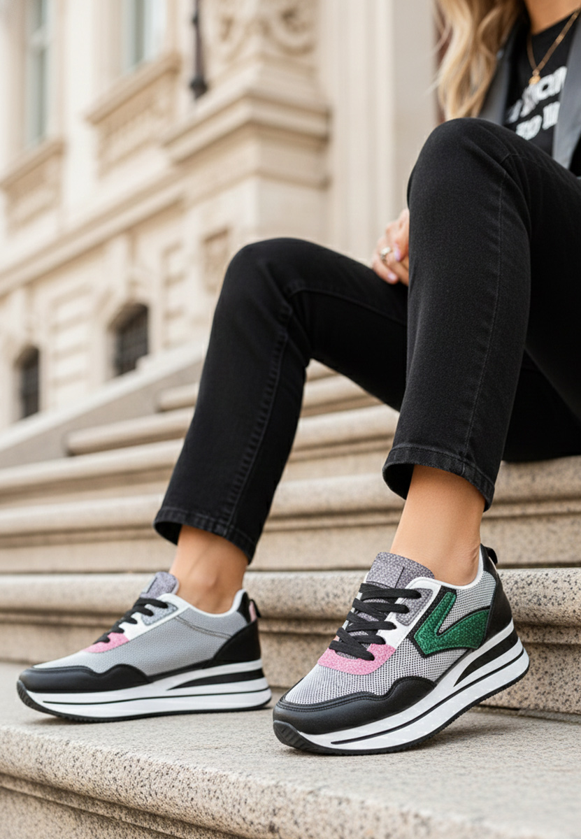 Sneakers con plateau Tarika nero