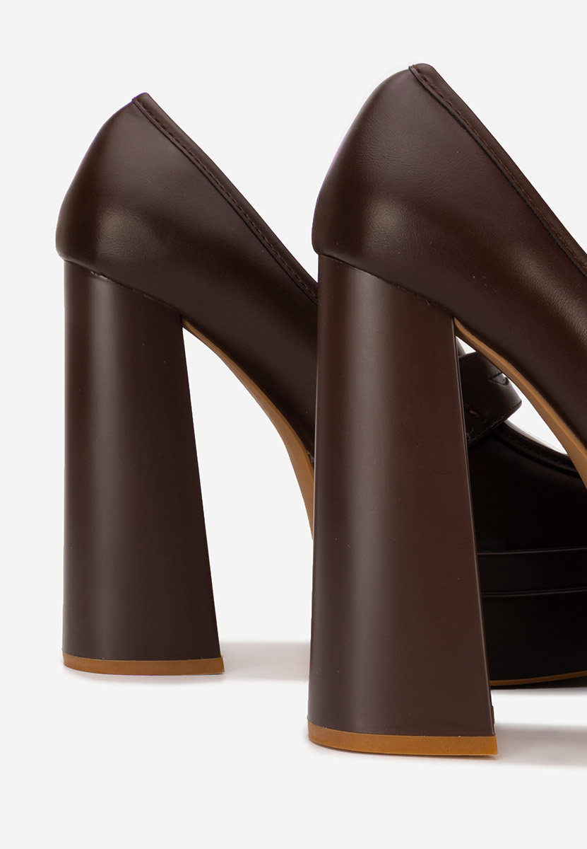 Décolleté tacco largo e plateau Marrone Dieppa