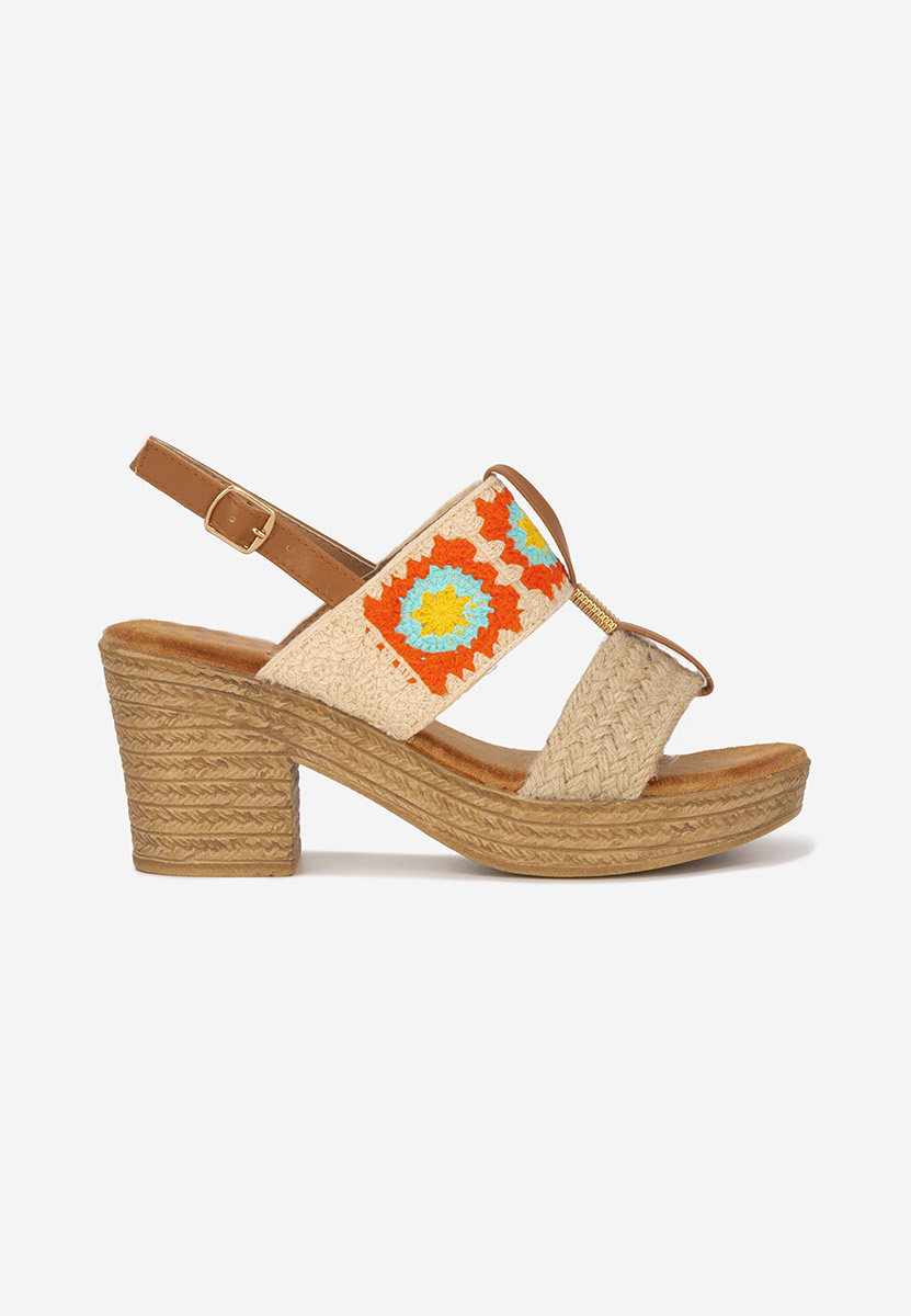 Sandali con tacco largo e plateau Zeina V3 beige