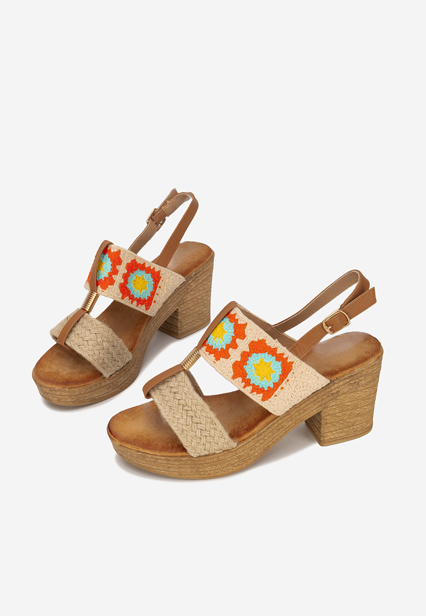 Sandali con tacco largo e plateau Zeina V3 beige