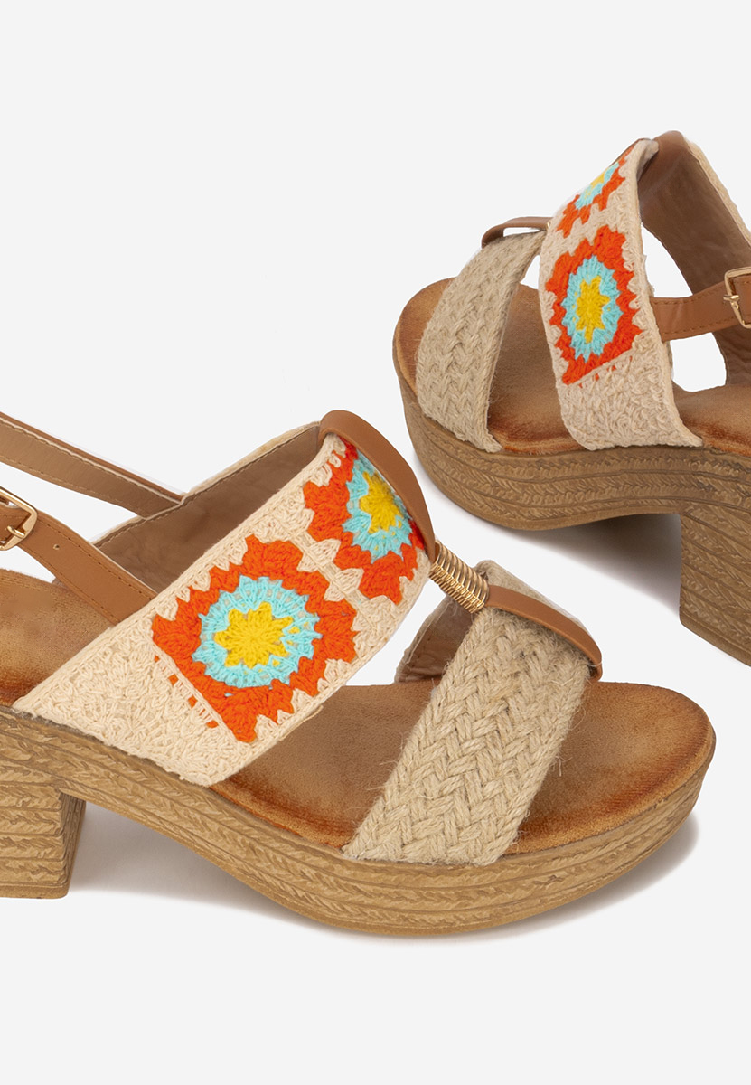 Sandali con tacco largo e plateau Zeina V3 beige